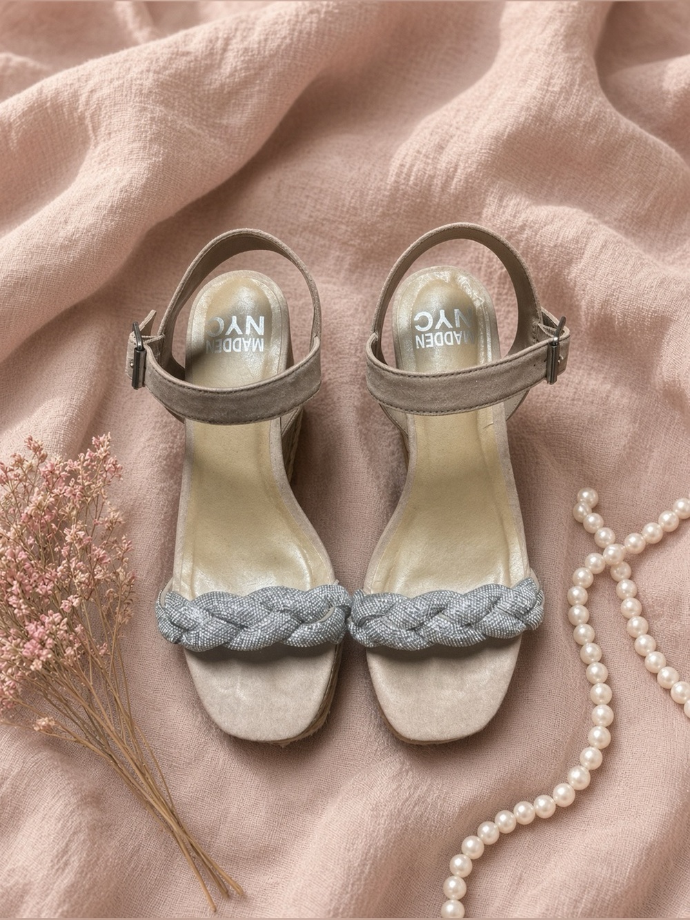 Madden NYC Size 7 Cork Wedge Sandals | Sparkle Braid ✨
